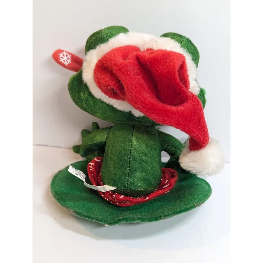 Santa Frog Snowflake Long Tongue Plush Sitting on‎ Lily Pad Gift Holder Pocket